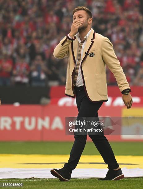 Jakub Blaszczykowski seen during the official farewell ceremony organized by the club and fans before Wisla Krakow vs Stal Rzeszow football match of...