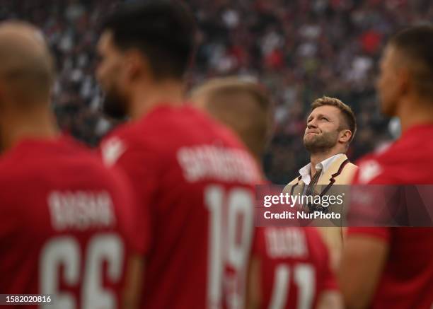 Jakub Blaszczykowski seen during the official farewell ceremony organized by the club and fans before Wisla Krakow vs Stal Rzeszow football match of...