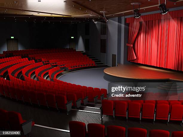 salón vacío asientos con montaje tipo auditorio - music halls fotografías e imágenes de stock