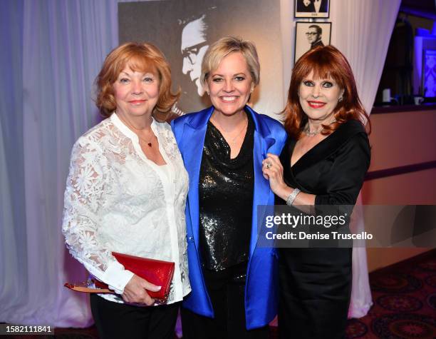 Sam Lewis, Emily Conner and Vera Novak Goulet attend Pat Cooper's Celebration of Life at the Italian American Club on July 30, 2023 in Las Vegas,...