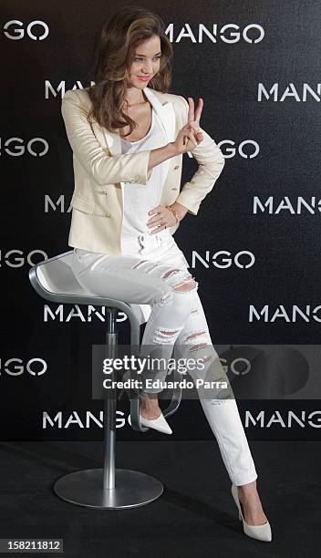 Model Miranda Kerr is announced as the new Face of Mango at the Villamagna Hotel on December 11, 2012 in Madrid, Spain.