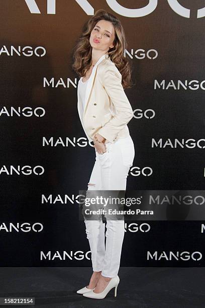 Model Miranda Kerr is announced as the new Face of Mango at the Villamagna Hotel on December 11, 2012 in Madrid, Spain.