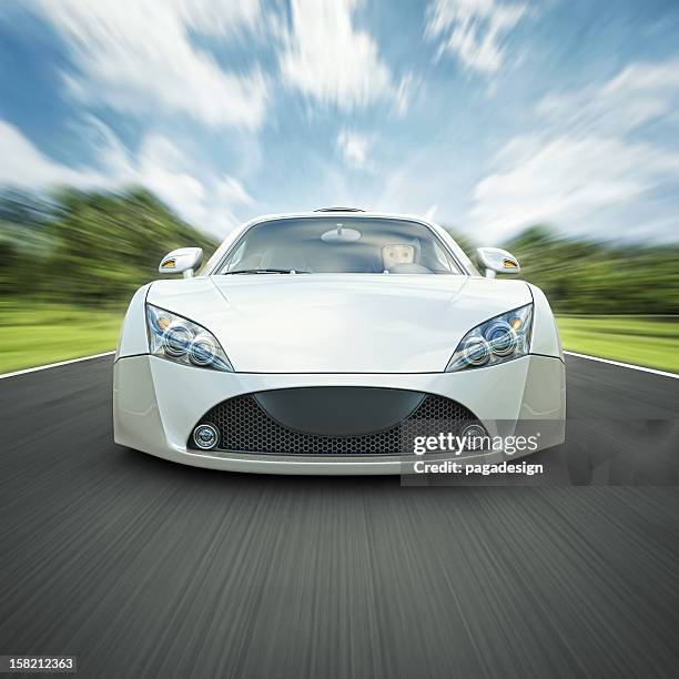 white supercar - front view of car stock pictures, royalty-free photos & images