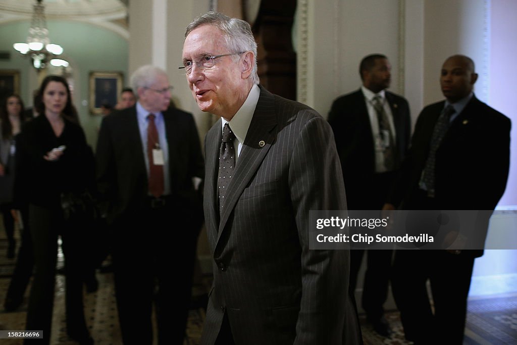 Senate Lawmakers Address The Media After Their Weekly Policy Luncheons