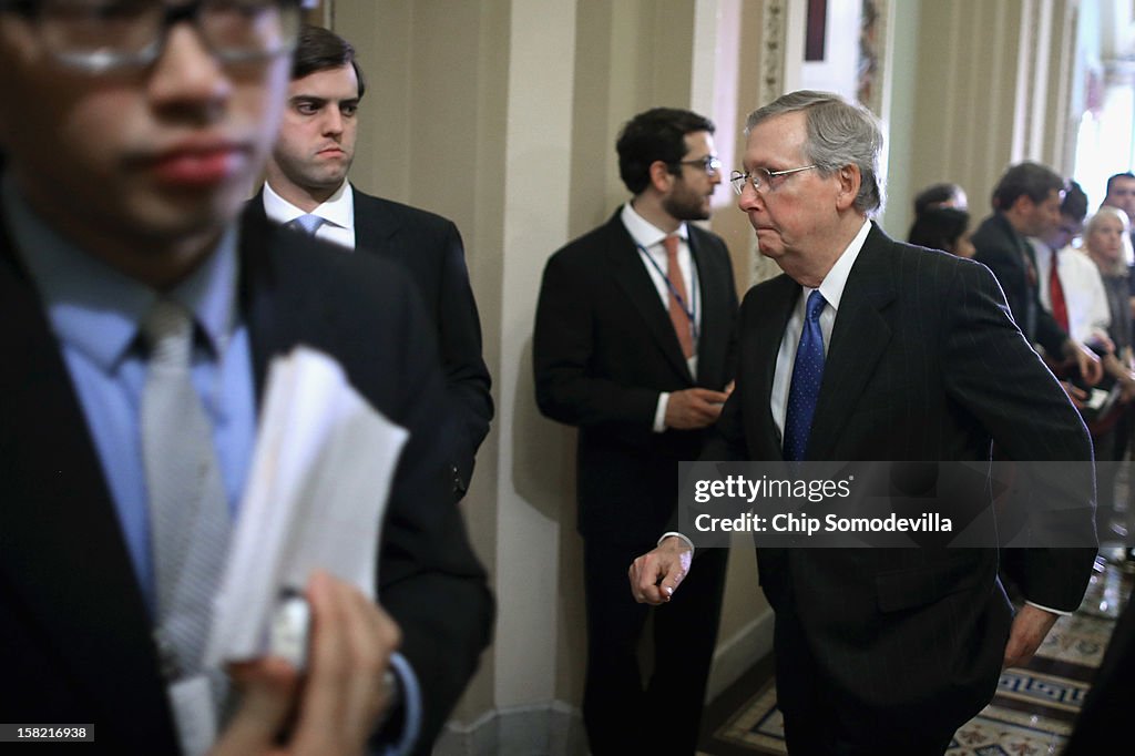 Senate Lawmakers Address The Media After Their Weekly Policy Luncheons