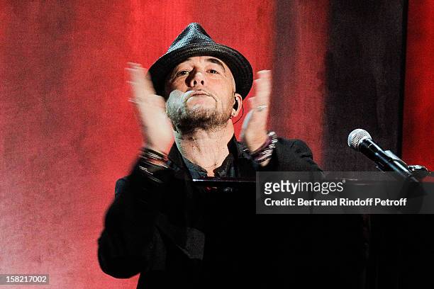 Singer Pascal Obispo performs during 'La Chanson De L'Annee 2012' Show Recording at Palais des Sports on December 10, 2012 in Paris, France.