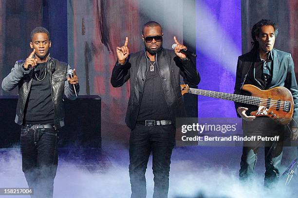 Sexion d'Assaut' band perform during 'La Chanson De L'Annee 2012' Show Recording at Palais des Sports on December 10, 2012 in Paris, France.