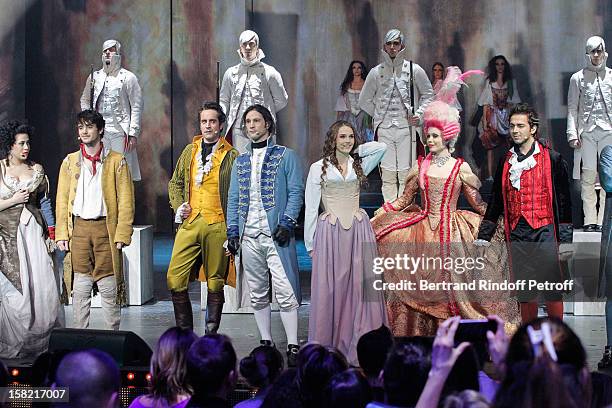 Band singers Louis Delort and Camille Lou perform during 'La Chanson De L'Annee 2012' Show Recording at Palais des Sports on December 10, 2012 in...