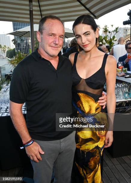 Clark Gregg and Camilla Belle at the MPTF NextGen Summer Party held at NeueHouse Hollywood on August 6, 2023 in Los Angeles, California.