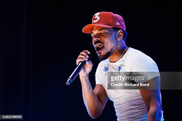 Chance the Rapper performs on the Black Radio stage during the Blue Note Jazz Festival at Silverado Resort and Spa on July 30, 2023 in Napa,...