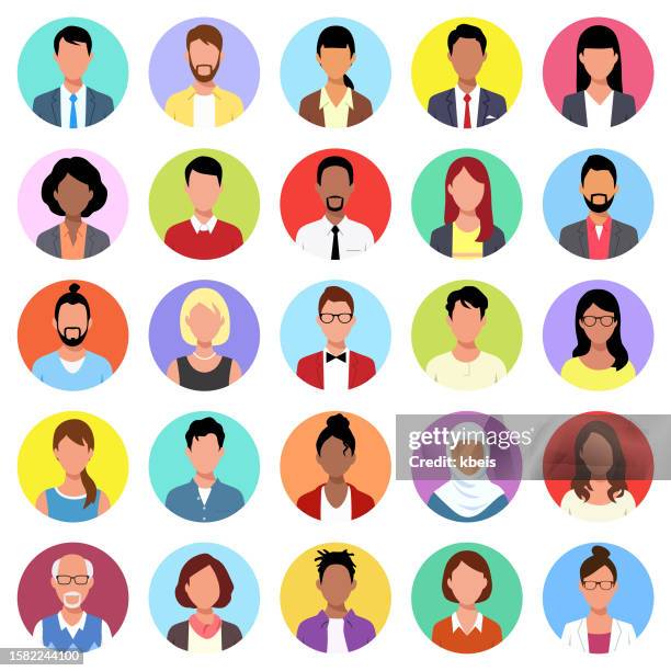 ilustrações de stock, clip art, desenhos animados e ícones de people avatar round icon set - avatar
