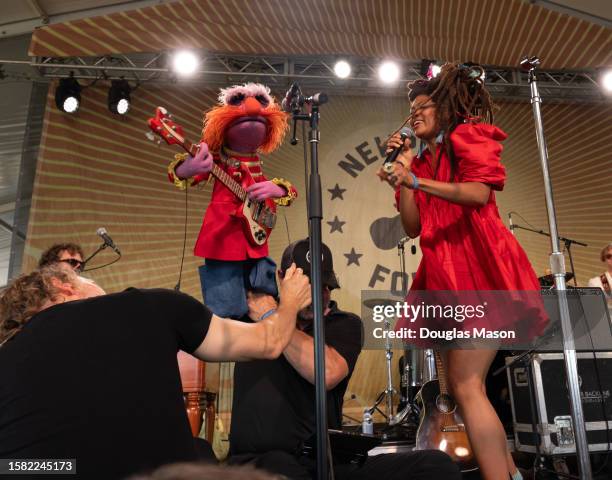 Floyd Pepper of the Electric Mayhem Band performs with Valerie June during the Newport Folk Festival at Fort Adams State Park on July 30, 2023 in...