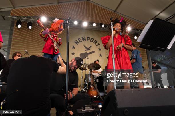 Floyd Pepper of the Electric Mayhem Band performs with Valerie June during the Newport Folk Festival at Fort Adams State Park on July 30, 2023 in...