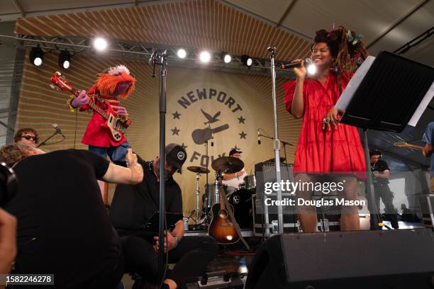 Floyd Pepper of the Electric Mayhem Band performs with Valerie June during the Newport Folk Festival at Fort Adams State Park on July 30, 2023 in...