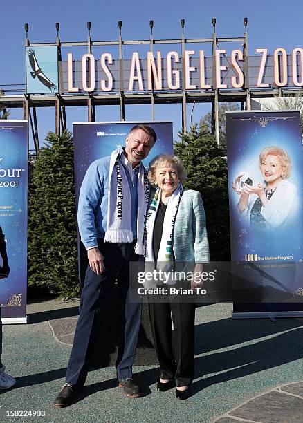 Lifeline Program Founder & CEO Wm. Scott Page and actress Betty White attend Betty "White Out" Tour at The Los Angeles Zoo with The Lifeline Program...