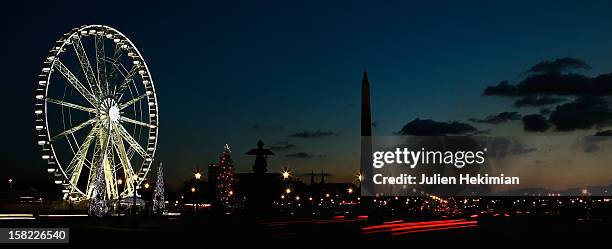 General view of the Concorde place Christmas illuminations on December 11, 2012 in Paris, France.