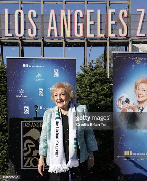 Actress Betty White attends Betty "White Out" Tour at The Los Angeles Zoo with The Lifeline Program at Los Angeles Zoo on December 11, 2012 in Los...