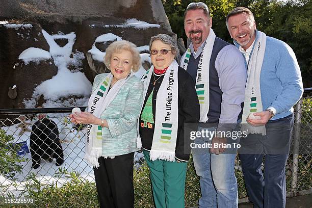 Actress Betty White, winner of The Lifeline Program's national "Bucket List" Facebook contest Leslie Scott, SVP of Market Development & Branding...