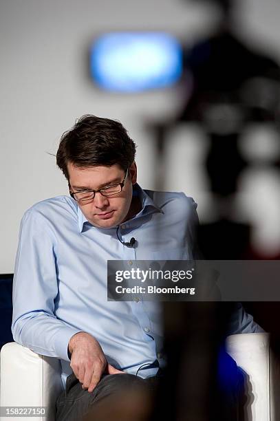 Andrew Mason, chief executive officer at Groupon Inc., pauses while speaking during a keynote address at the Mobile Loco conference 2012 in San...