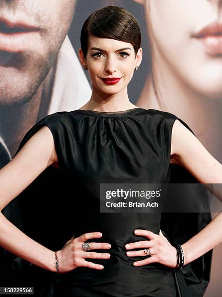 Actress Anne Hathaway attends "Les Miserables" New York premiere at Ziegfeld Theater on December 10, 2012 in New York City.