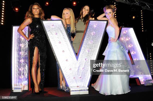 Melanie Brown, Emma Bunton, Melanie Chisholm and Geri Halliwell attend an after party celebrating the Gala Press Night performance of 'Viva Forever'...