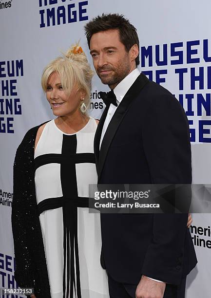 Actor Hugh Jackman and his wife Deborra-Lee Furness arrive at the Museum of Moving Images salute to Hugh Jackman at Cipriani Wall Street on December...