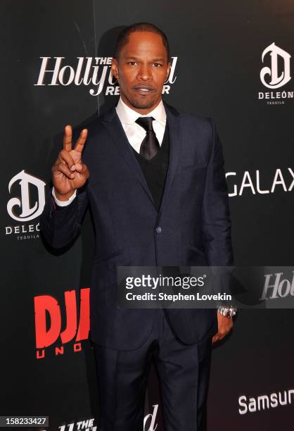 Jamie Foxx attends a screening of "Django Unchained" hosted by The Weinstein Company with The Hollywood Reporter, Samsung Galaxy and The Cinema...