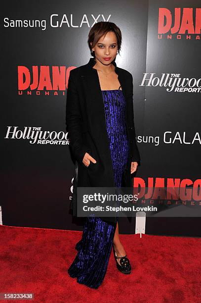 Zoe Kravitz attends a screening of "Django Unchained" hosted by The Weinstein Company with The Hollywood Reporter, Samsung Galaxy and The Cinema...