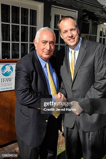 Actor Ben Stein joins Jeffrey Flocken of the International Fund for Animal Welfare at a press conference urging consumers not to buy puppies online...
