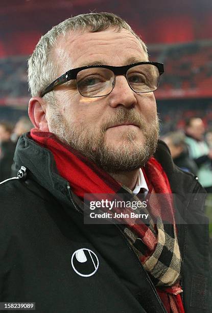 Jean-Raymond Legrand, president of VAFC looks on before the French Ligue 1 match between Valenciennes FC and Paris Saint-Germain FC at the Stade du...