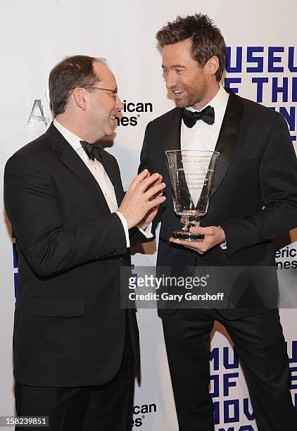 Director Carl Goodman and event honoree Hugh Jackman attend the Museum Of Moving Image Salute To Hugh Jackman at Cipriani Wall Street on December 11,...