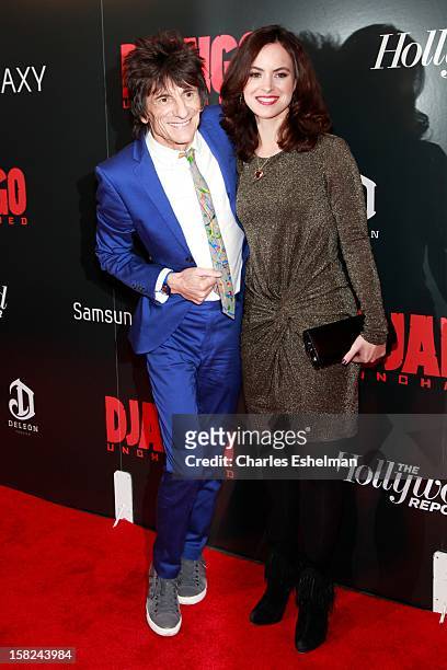Musician Ronnie Wood and Sally Humphreys attend The Weinstein Company With The Hollywood Reporter, Samsung Galaxy And The Cinema Society Host A...