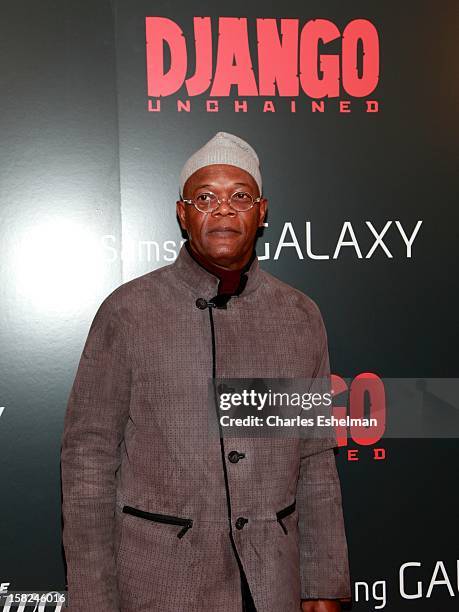 Actor Samuel L. Jackson attends The Weinstein Company With The Hollywood Reporter, Samsung Galaxy And The Cinema Society Host A Screening Of "Django...