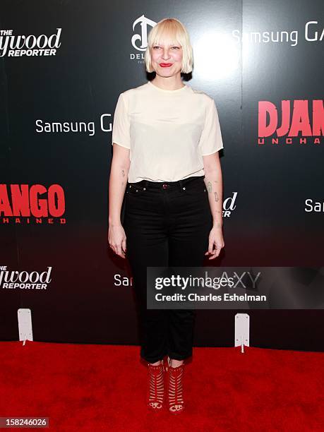 Singer Sia attends The Weinstein Company With The Hollywood Reporter, Samsung Galaxy And The Cinema Society Host A Screening Of "Django Unchained" at...