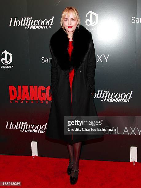 Actress Dakota Johnson attends The Weinstein Company With The Hollywood Reporter, Samsung Galaxy And The Cinema Society Host A Screening Of "Django...