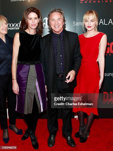 Kelley Phleger, actors Don Johnson and Dakota Johnson attend The Weinstein Company With The Hollywood Reporter, Samsung Galaxy And The Cinema Society...