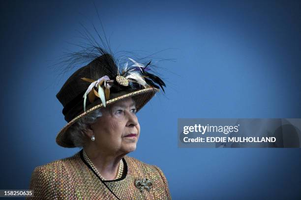 Britain's Queen Elizabeth II opens the newly re-furbished Somerset House East Wing, King's College, London on February 29, 2012. Queen Elizabeth II...