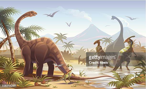 stockillustraties, clipart, cartoons en iconen met dinosaurs - sauropoda