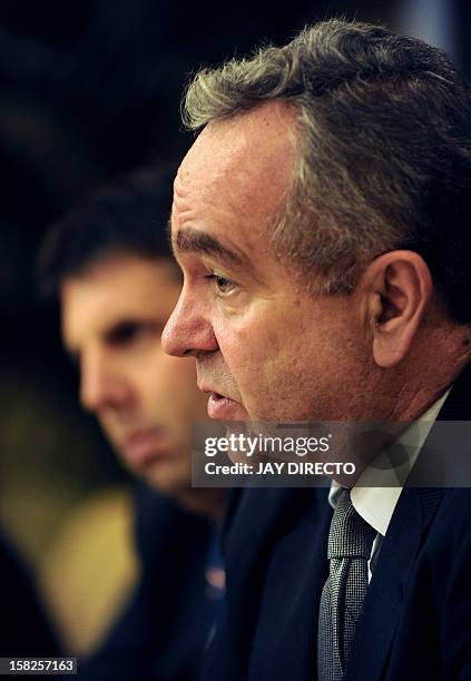 Kurt Campbell , US Assistant Secretary of State for East Asian and Pacific Affairs gestures as Mark Lippert US Assistant Secretary of Defense looks...