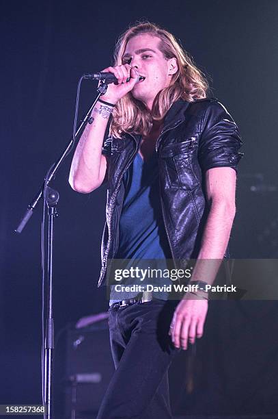 Marco Kamaras opens for Superbus at L'Olympia on December 11, 2012 in Paris, France.