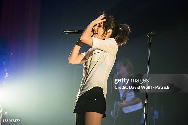 Jennifer Ayache from Superbus performs at L'Olympia on December 11, 2012 in Paris, France.