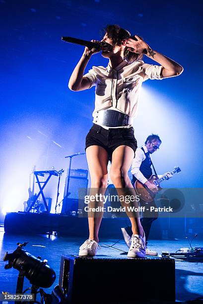 Jennifer Ayache from Superbus performs at L'Olympia on December 11, 2012 in Paris, France.