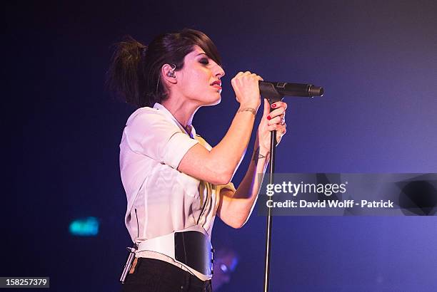 Jennifer Ayache from Superbus performs at L'Olympia on December 11, 2012 in Paris, France.