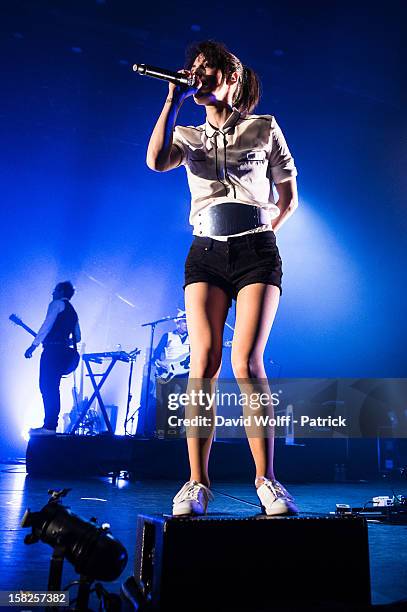 Jennifer Ayache from Superbus performs at L'Olympia on December 11, 2012 in Paris, France.