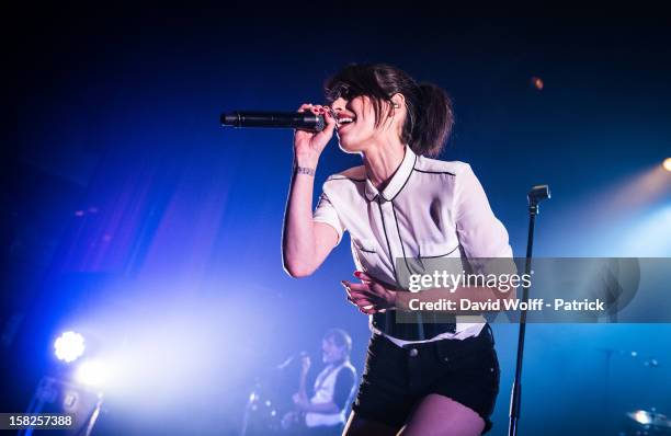 Jennifer Ayache from Superbus performs at L'Olympia on December 11, 2012 in Paris, France.