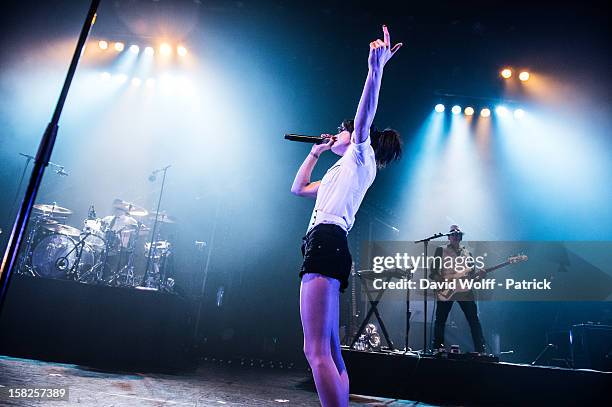 Jennifer Ayache from Superbus performs at L'Olympia on December 11, 2012 in Paris, France.