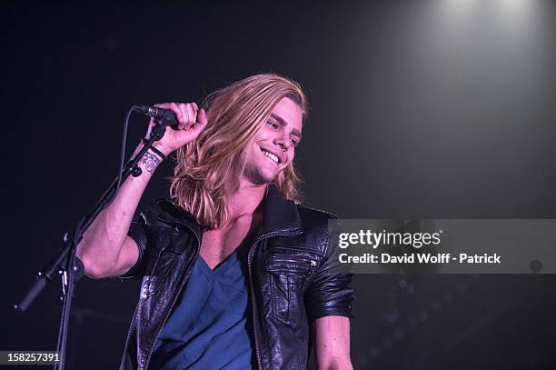 Marco Kamaras opens for Superbus at L'Olympia on December 11, 2012 in Paris, France.