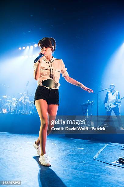 Jennifer Ayache from Superbus performs at L'Olympia on December 11, 2012 in Paris, France.