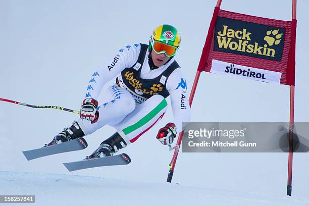 Siegmar Klotz of italy speeds down the Saslong course during the first official training session for the Audi FIS Alpine Ski World Cup Downhill race...