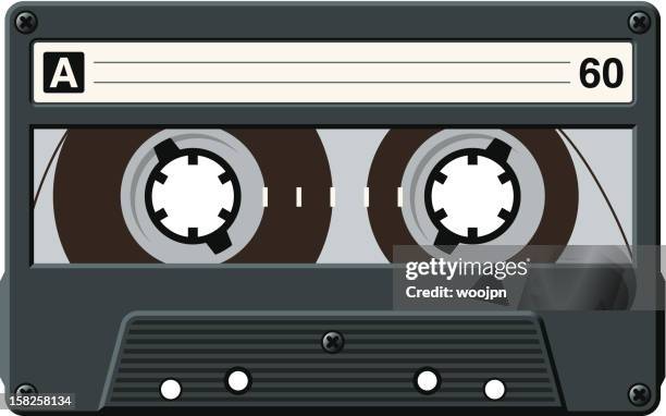 black cassette tape - cassette stock illustrations